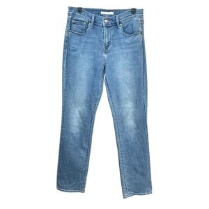 Levi's 505 Straight Leg Blue Medium Wash Whiskered Jeans Womens Size 6